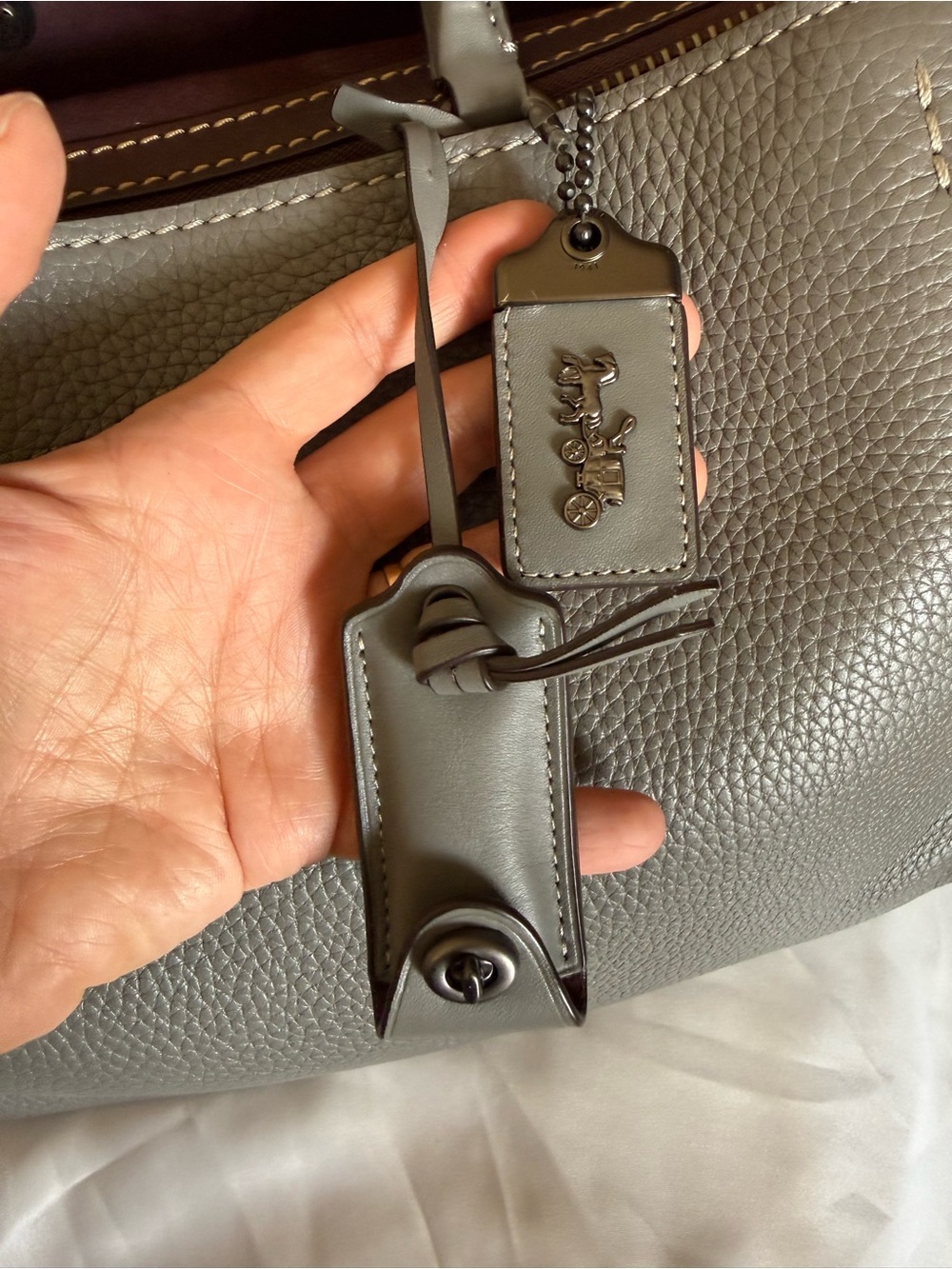 Coach 2nd Generation 1941 Rogue 31 Handbag Heather Grey/Oxblood Suede EXCELLENT - Picture 11 of 16